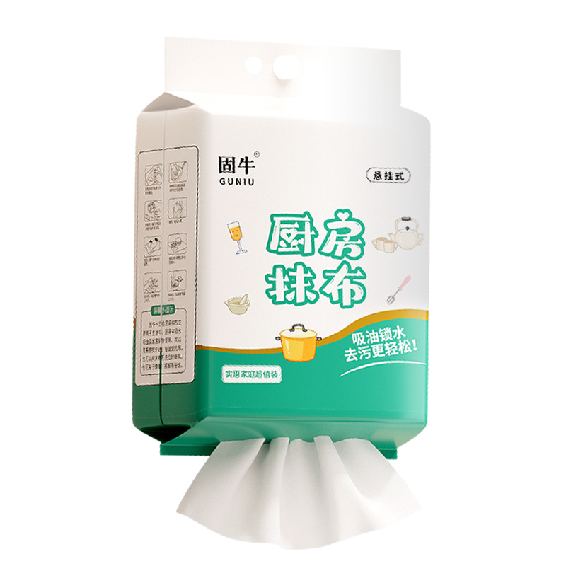 Household hanging disposable lazy cloth, kitchent-specific wall-mounted dry and wet dual-purpose, thickened for water and oil absorption Item Picture