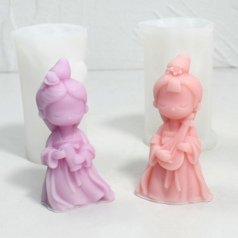 diy cartoon 3D princess scented candle diffuser stone epoxy resin decorative doll gypsum mold details Picture