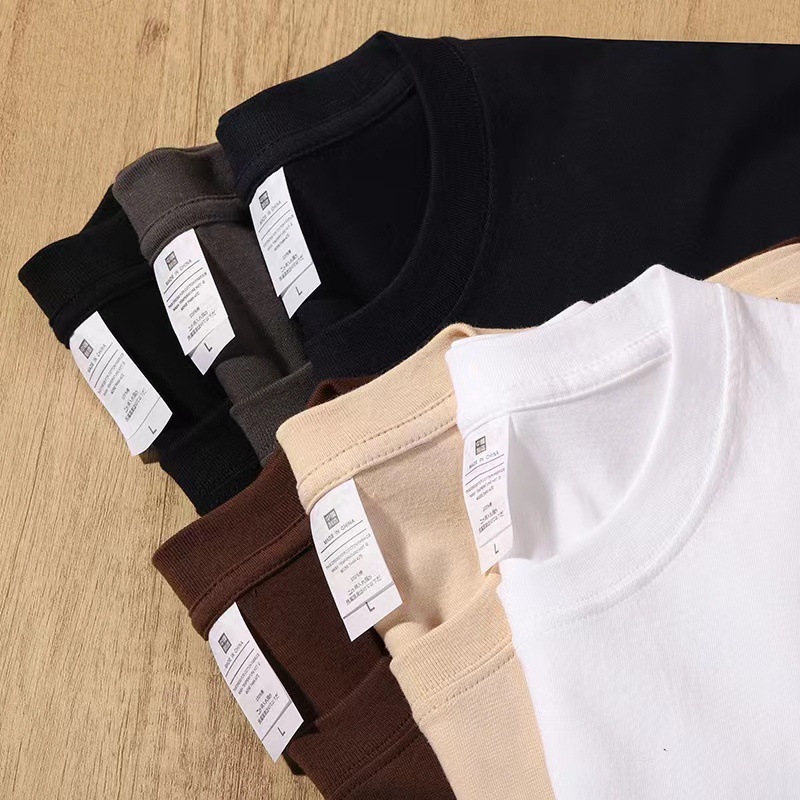 220g pure cotton Xinjiang combed cotton trendy brand solid color men's and women's loose round-neck long-sleeved base layer, customizable log supported Specification image