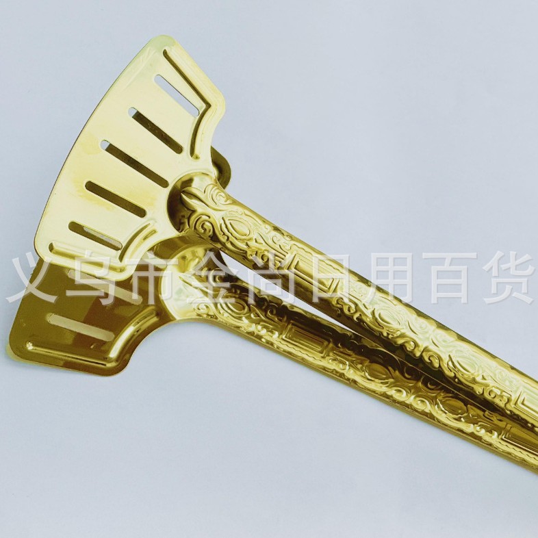 Golden engraved food tongs, bread tongs, steak tongs, barbecue tongs, roast meat tongs, anti-scald kitchen tongs, cross-border wholesale details Picture