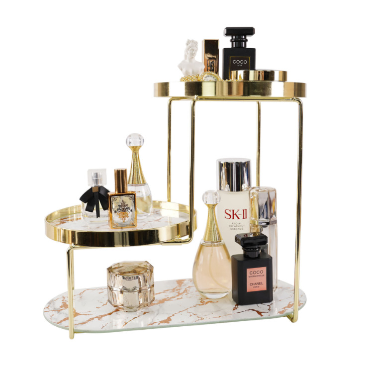 Golden three-layer detachable countertop bathroom shelf Item Picture
