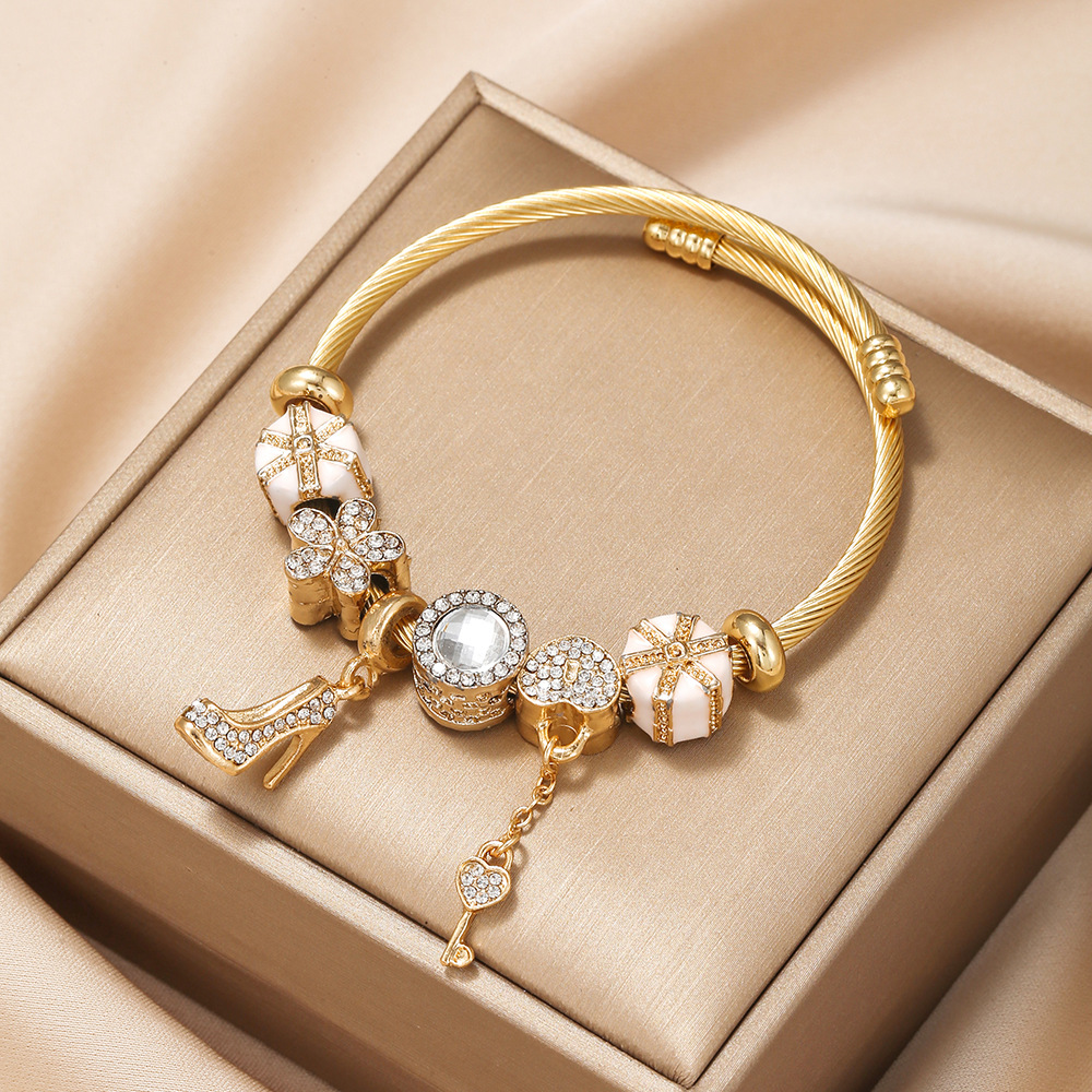 Oly Magic Bracelet 0101 Diy Stainless Steel Titanium Steel Bracelet High Heels Love Lock Gift Box String Bracelet Women's Jewelry full figure