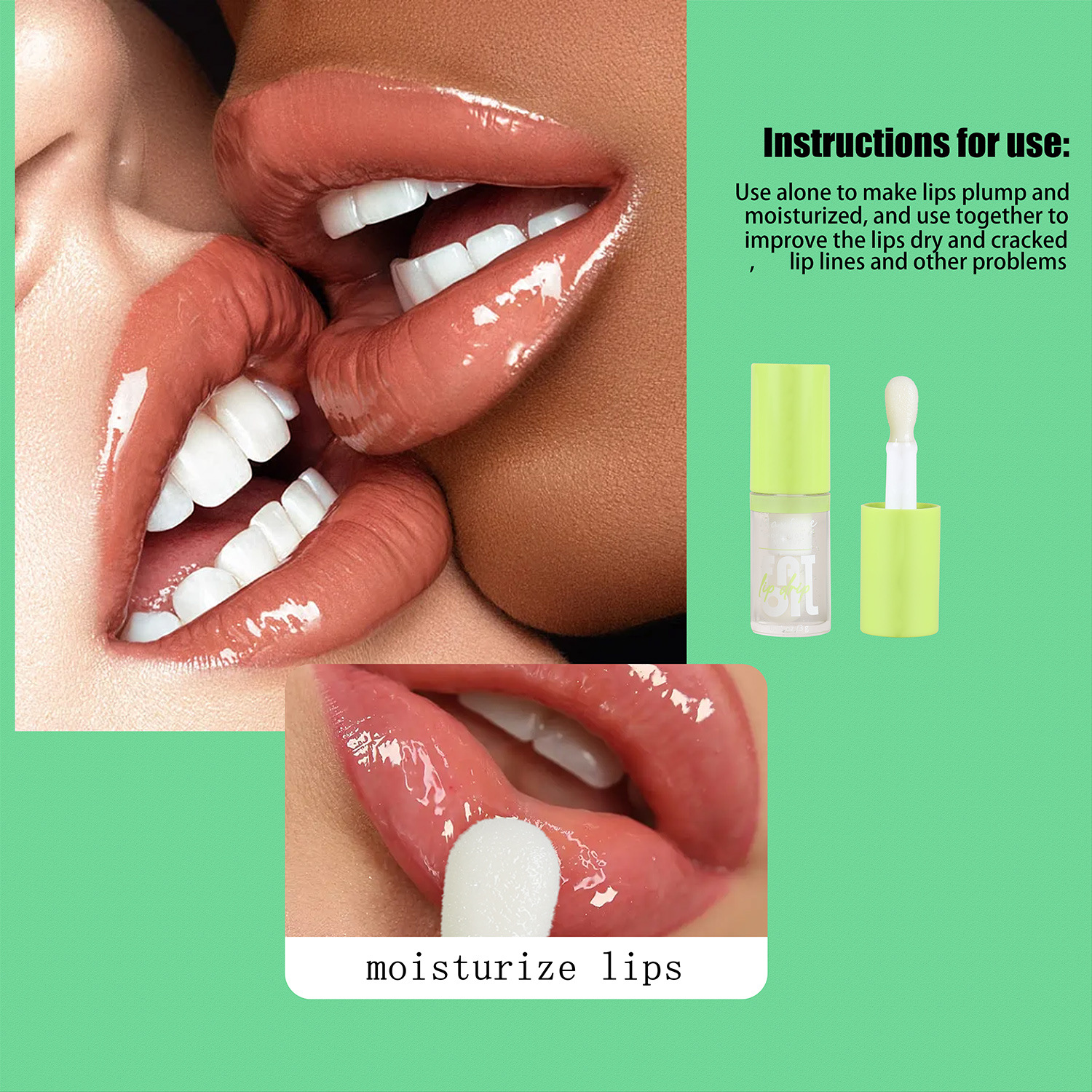 MAXFINE Green lip gloss set Wholesale Lip Gloss Lip Gloss Lipstick Mirror Water Mist Non-stick Cup Lip Gloss is exclusively for export details Picture