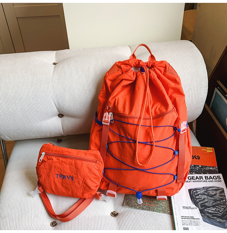 跨境双肩包男轻便登山包抽绳大容量户外旅行双肩包女大学生书包女详情35