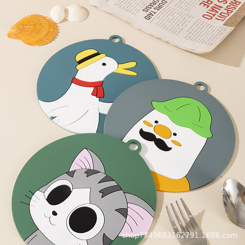 Heat insulation pads, high-temperature resistant household coasters, clay pot pads, bowl and plate coasters, silicone heat-resistant pads, table MATS, cartoon placemats Specification image