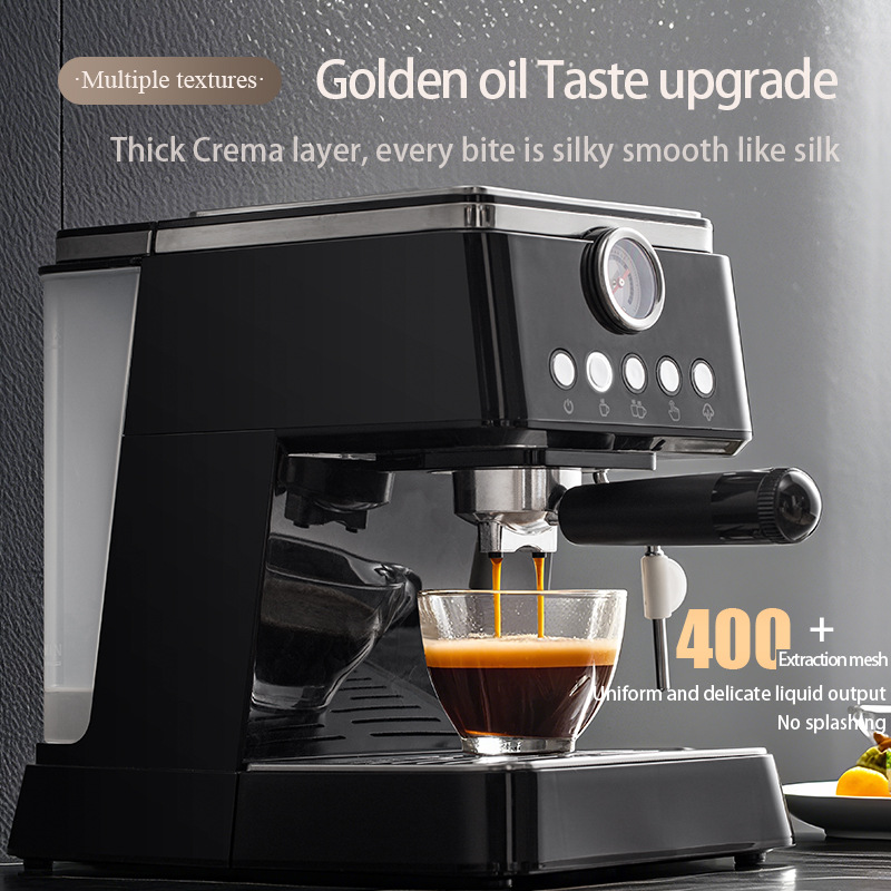 Italian espresso machine with 20Bar semi-automatic one-button high-pressure extraction for coffee beans, making milk foam and latte art for home use Specification image