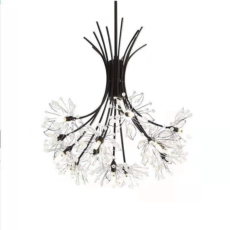 Nordic postmodern light luxury crystal chandelier, simple lamp, creative art, living room and dining room, led bouquet, dandelion chandelier Item Picture