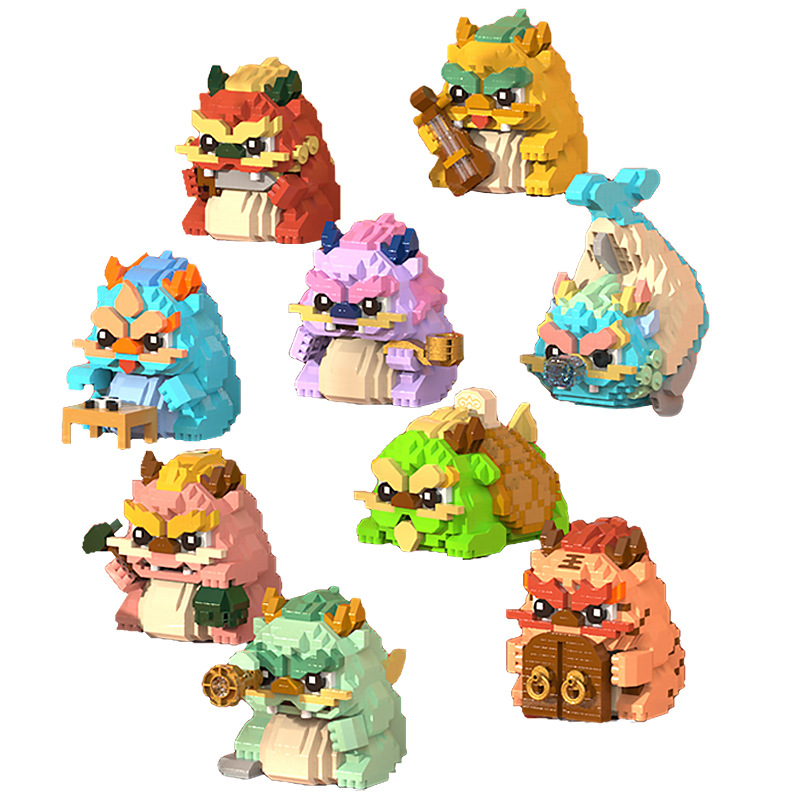 New product 2024 National Trend Dragon Year building Blocks, Dragon Birth Nine Sons, Boys and Girls, small particle children's assembly toys, gifts, national trend Item Picture