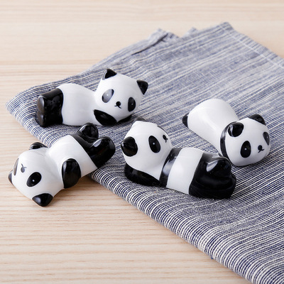 Chopstick rack, chopstick holder, dining table, home ceramic cartoon panda creative and cute decoration, hotel dining table setting chopstick rack details Picture