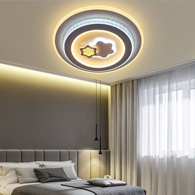 2023 New LED circular ceiling lamp, bedroom lamp, modern and simple study and dining room lighting, dual-star three-color variable light