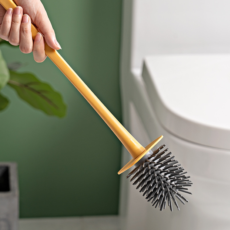 New Combination Of Two Perforation-Free Toilet Toilet Brush Household Non-Dead Angle Hanging Wall Silicone Toilet Cleaning Brush Application Scenario