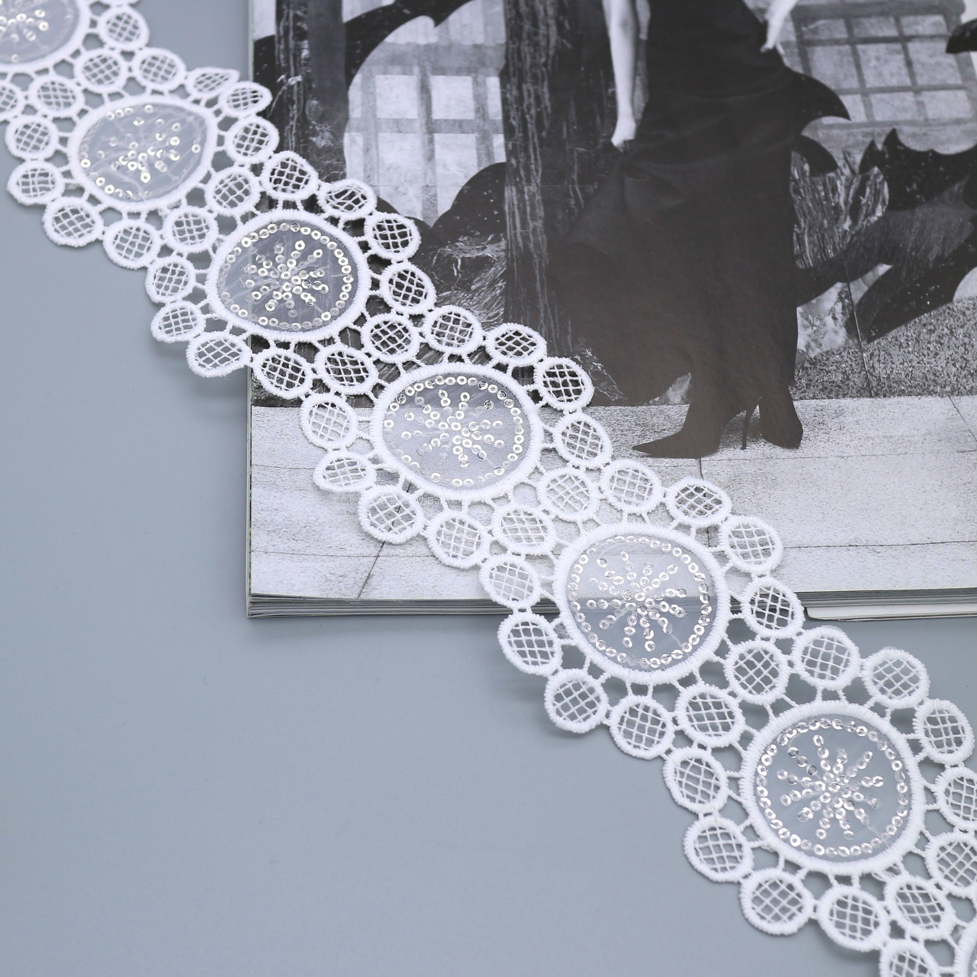 6.5cm hollowed-out lace, milk silk lace, organza embroidery, lace, barcode lace, beaded lace