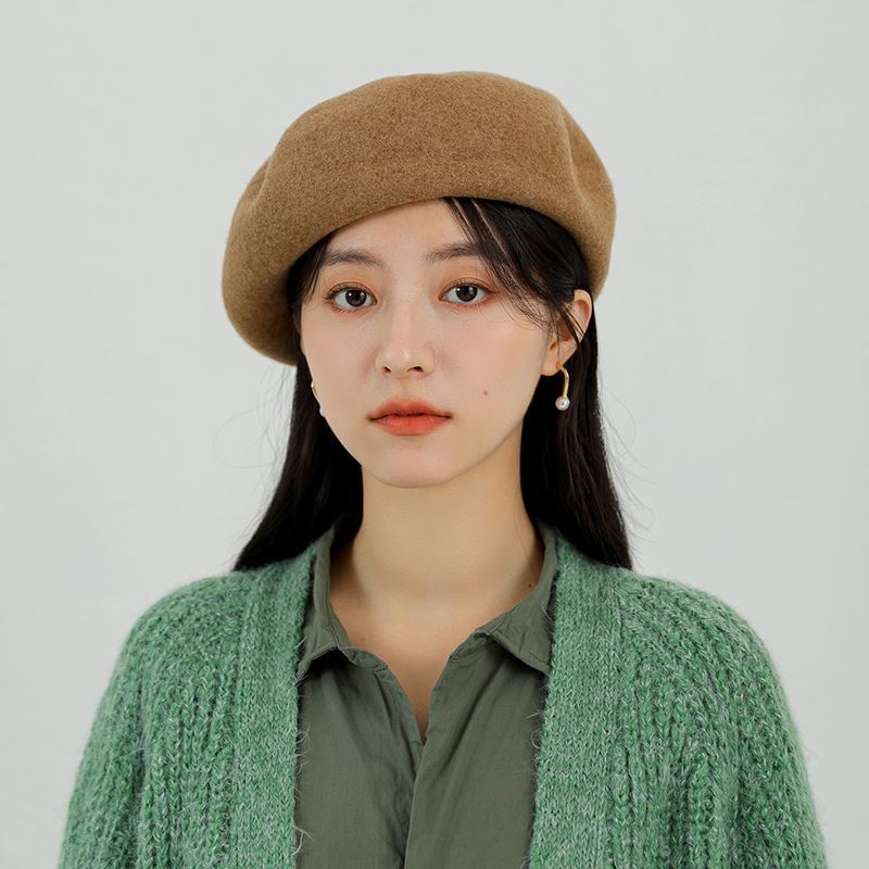 Japan's New Retro Large Diameter Beret Women's Autumn And Winter All-In-One Woolen Hat Painter's Hat British Korean Version Bud Hat details Picture