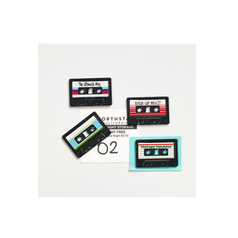 Nostalgic cassette record magnet set, decorative magnetic stickers, fridge magnets details Picture