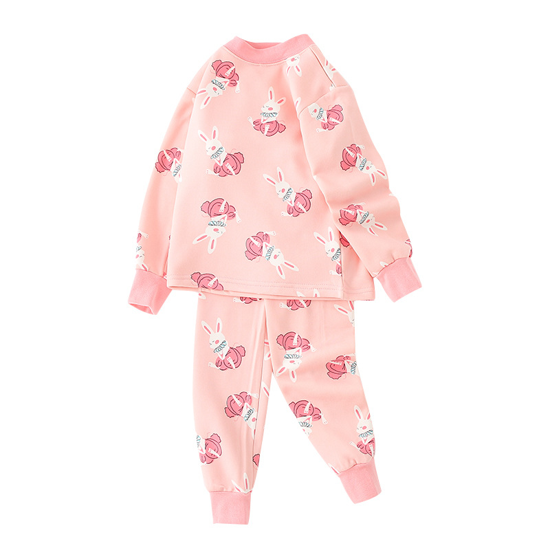 秋冬中领款加绒加厚男女童打底睡衣童装儿童保暖内衣套装一件代发详情图5