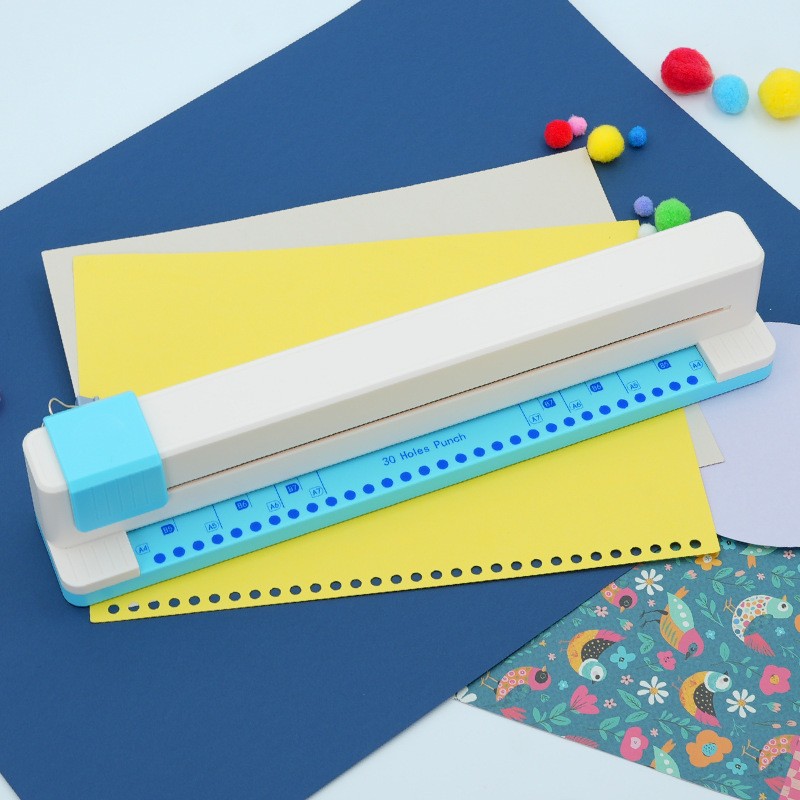 Hand-pushed hole puncher, 30-hole A4 loose sheet multi-hole puncher, portable student office diy manual hole puncher details Picture