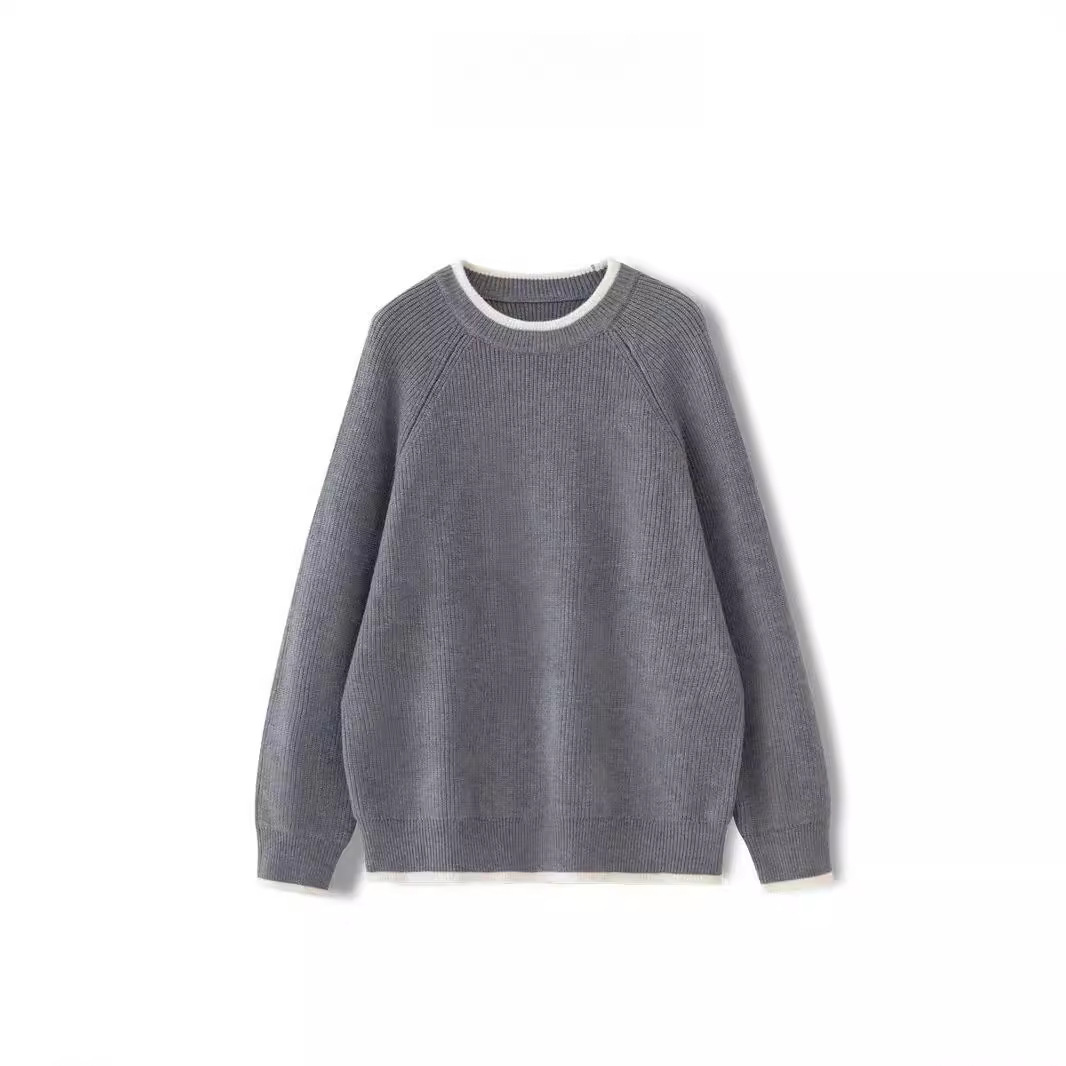 High-end patchwork round-neck knitted sweater for men 2024 autumn and winter, thickened Korean-style base sweater for men, Japanese-style sweater for men Specification image