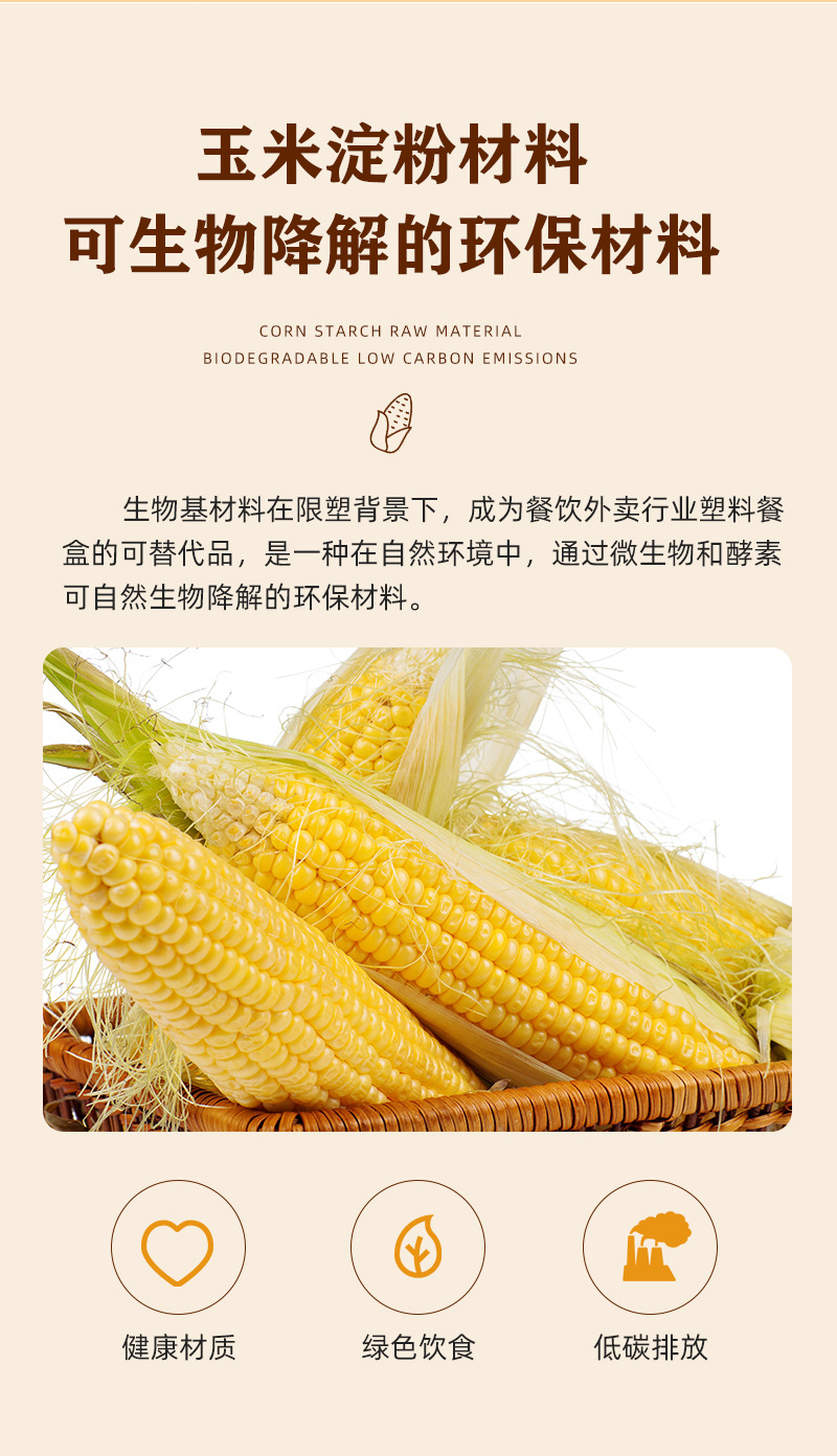 可降解一次性餐盒圆形玉米淀粉外卖打包盒环保快餐盒汤面分离圆碗详情4