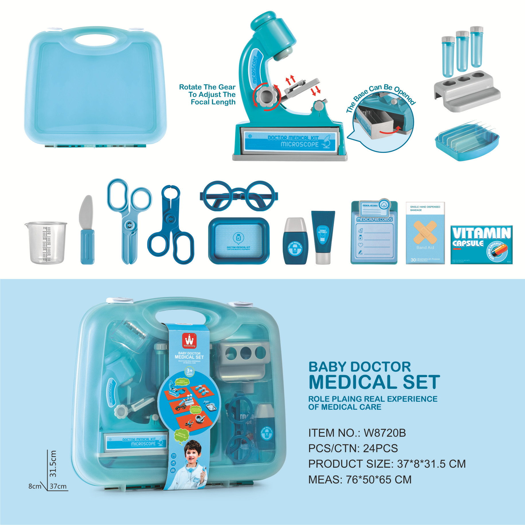 Cross-border children's doctor toy set, microscope play house, ambulance toolbox, boy and girl medicine kit details Picture