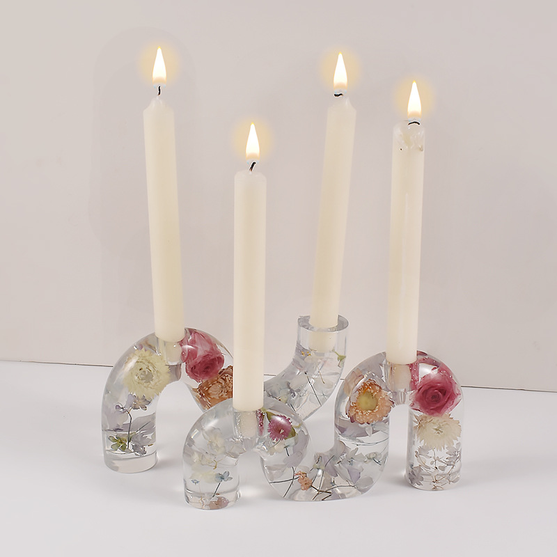 DIY crystal resin resin gypsum candlestick semi-three-dimensional SM arched candlestick base silicone mold handicraft ornament, European style ornament Specification image