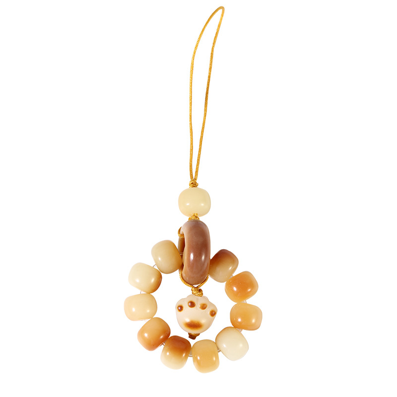 White Jade Bodhi Root Multi-Treasure Rosary Mobile Phone Chain Retro Olive Ring Pendant Anti-Loss Creative Car Bag Pendant Item Picture