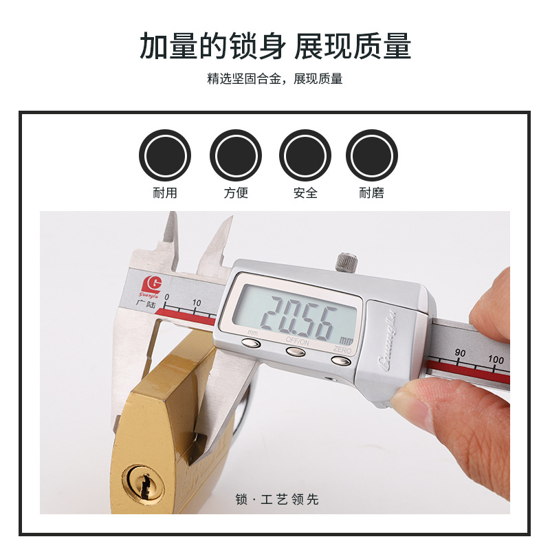 Factory direct sales of imitation copper padlocks, single opening locks, dormitory drawer locks, wholesale locks, brass padlocks, anti-theft small locks Specification image