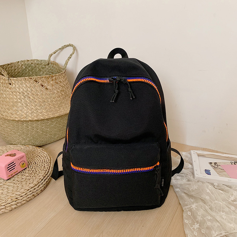 双肩包女新款潮流书包中学大学生休闲旅行中性引闪纯色牛津布背包详情18