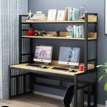 电脑台式桌简约家用学生书桌书架一体组合落地置物卧室办公学习桌