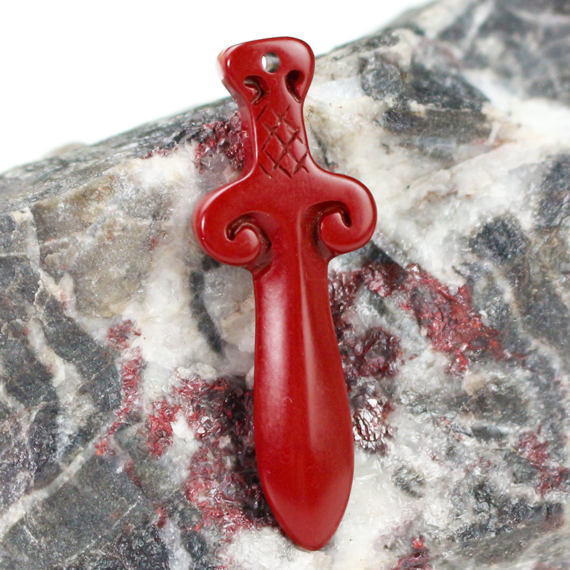 Cinnabar pendant DIY pendant, Chinese-style jewelry, Chinese-style accessories, purple gold sand cute little treasure sword, ethnic style creativity Specification image