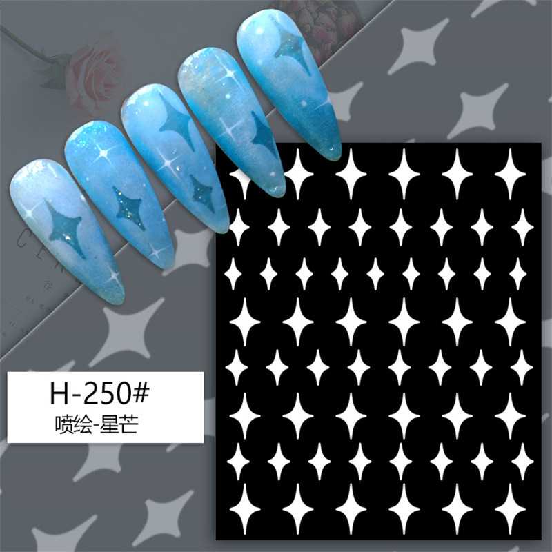 Japanese Nail Painting Stickers Cross Border Bear Star French Hollow Love Butterfly Nail Paste Wholesale Application Scenario