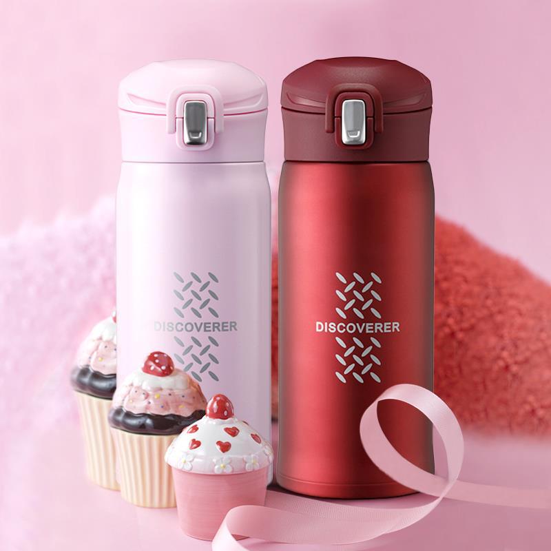 草莓生活发现者304保温杯男女学生轻量水杯简约清新文艺免费刻字