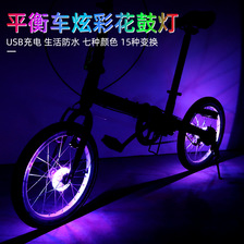 自行车充电花鼓灯儿童平衡车风火轮装饰辐条七彩LED感应轮毂灯