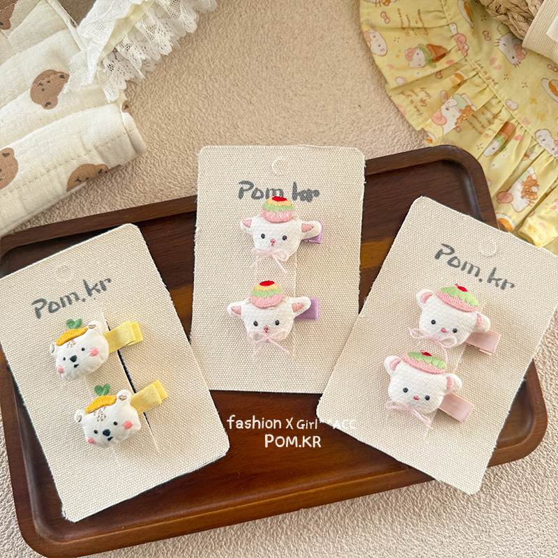 Nuevo estilo coreano cartoon day set cute bear conejo hecho a mano paño relleno de algodón broche accesorios ropa bolsos accesorios details Picture