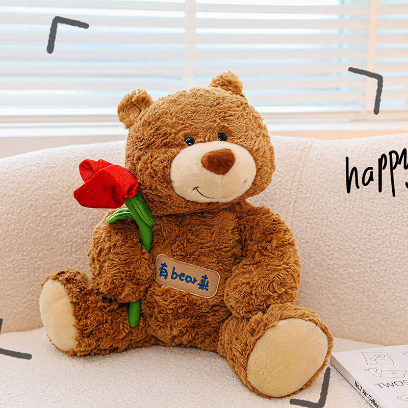 Foreign Trade Wearing A Hat Birthday Sitting Bear Holding Flowers Teddy Bear Doll Plush Toys Cross-Border Wholesale Girl Gifts Application Scenario