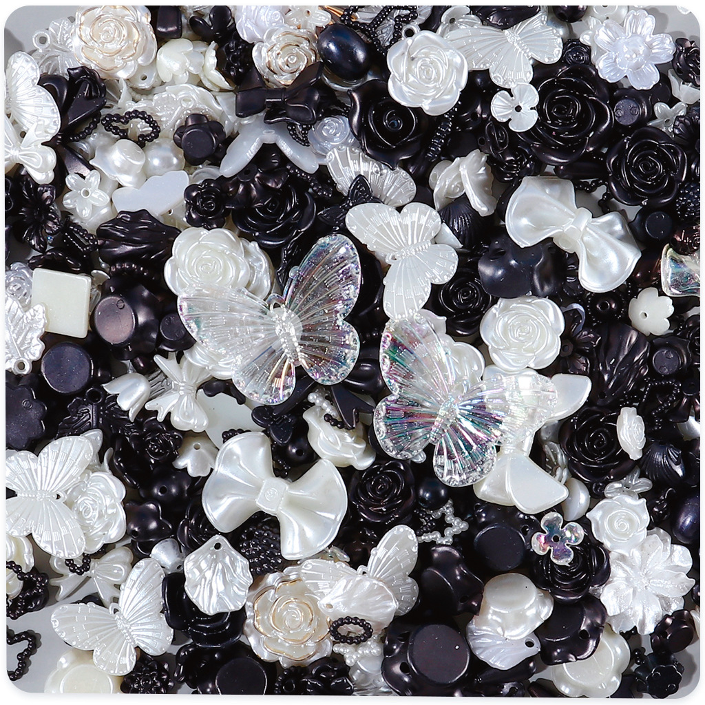 Mixed-color pearl flower butterfly series Baroque-style creative small accessories, versatile decorative cream glue diy material Specification drawing