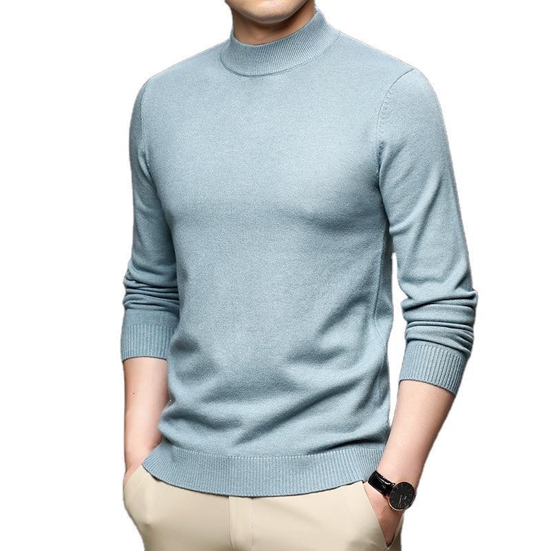 SAN Dao Live's new autumn and winter solid-color semi-high-neck cashmere men's slim-fit sweater, men's base layer cashmere sweater for men Item Picture
