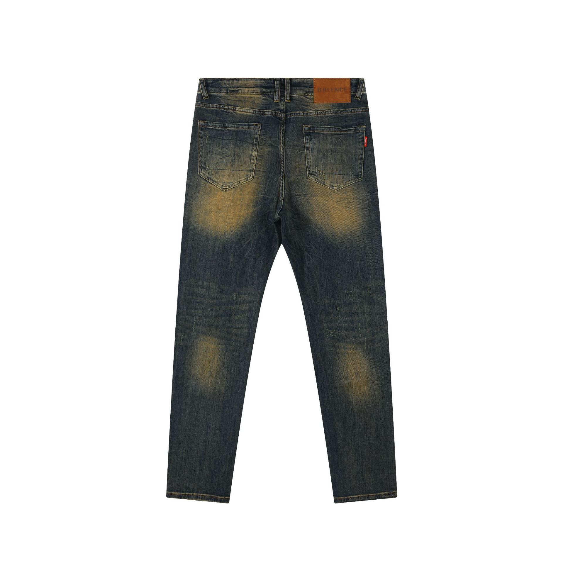 Retro ripped jeans for autumn and winter, 2024 new men's trendy brand high-end stretch slim casual skinny skinny pants details Picture