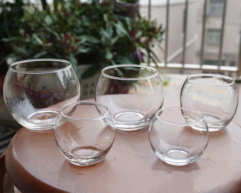 现货透明烧口玻璃球杯 包口玻璃圆球 蜡杯 水培玻璃瓶小鱼缸批发详情图3