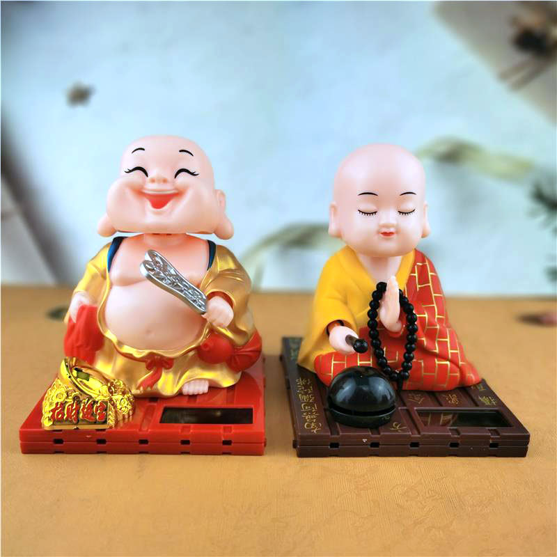 汽车摆件/太阳能小和尚/弥勒佛细节图