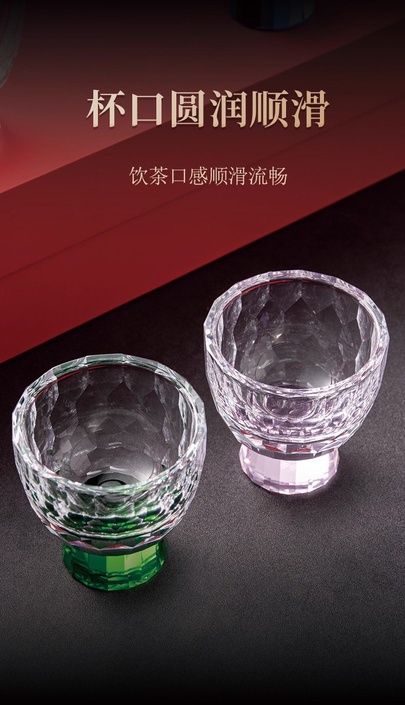 高脚中式玻璃茶杯水晶杯防烫家用高级品茗杯主人专用日用茶具详情6