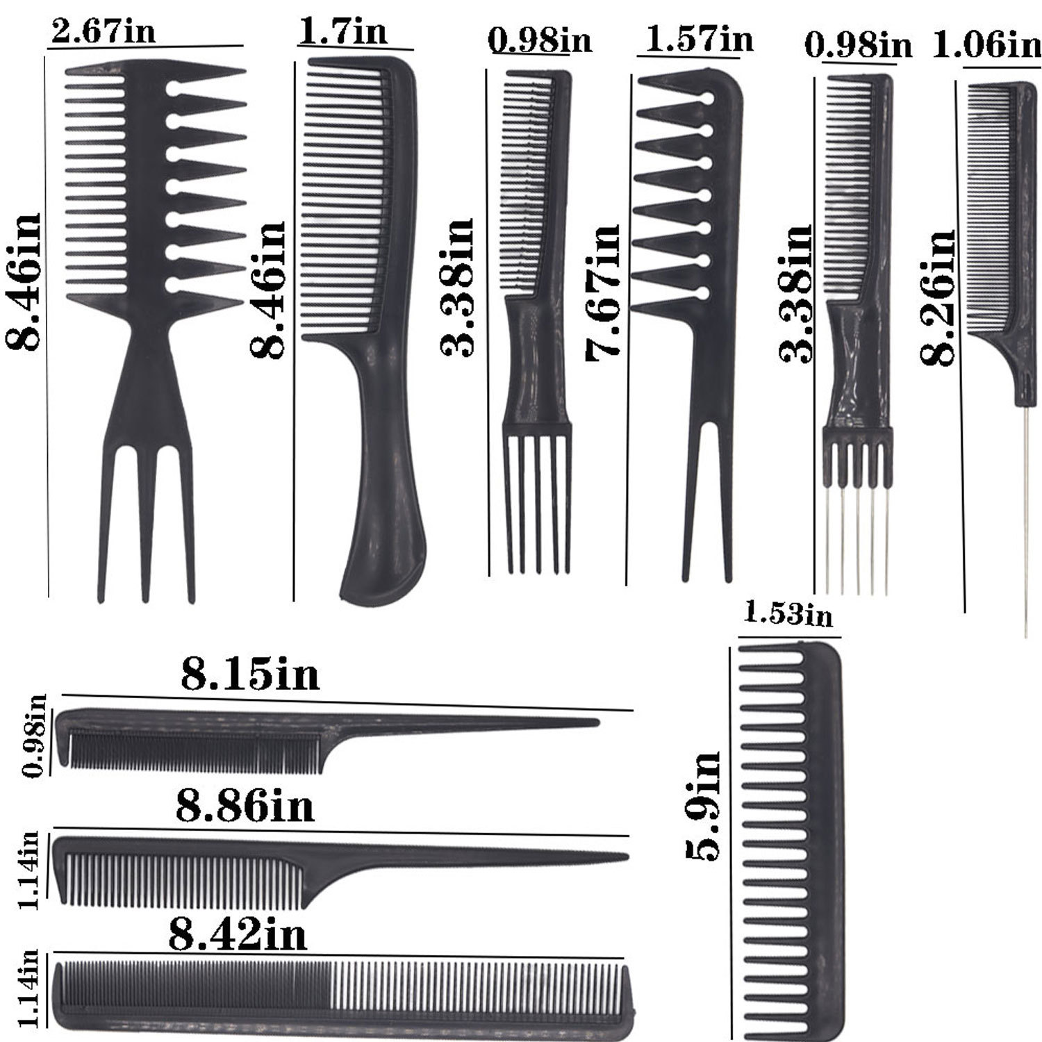 The ten-piece set of combs, hair care combs, hair care products, hair care tools, beauty styling combs and hair dyeing combs are selling well across borders details Picture