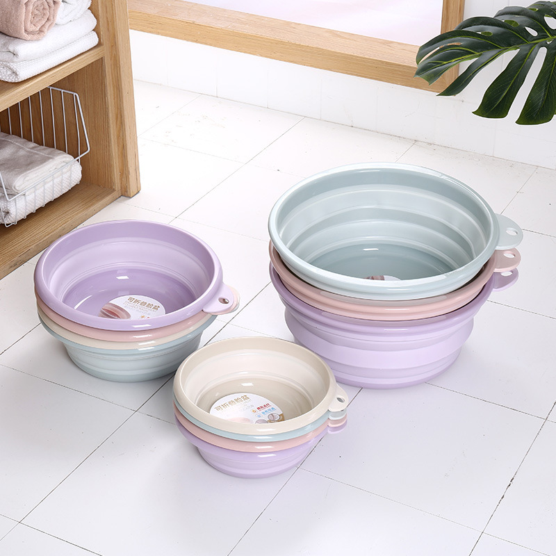 Portable plastic washbasin, folding plastic basin, foldable washbasin, outdoor travel, laundry, vegetable washing and processing details Picture