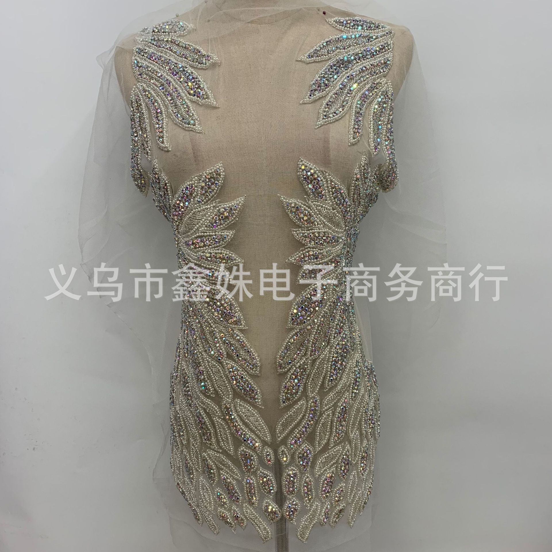 AB时尚潮流重手工钉珠婚纱礼服装饰蕾丝贴花