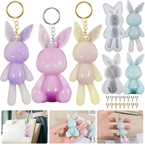 diy drip glue mirror stitch rabbit keychain pendant rabbit cute sitting rabbit silicone mold