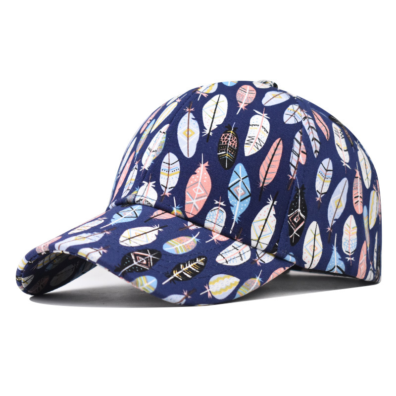 Cross-Border Pure Cotton Personalized Printed Leaf Pattern Baseball Cap Outdoor Everything Personalized Printed Cap