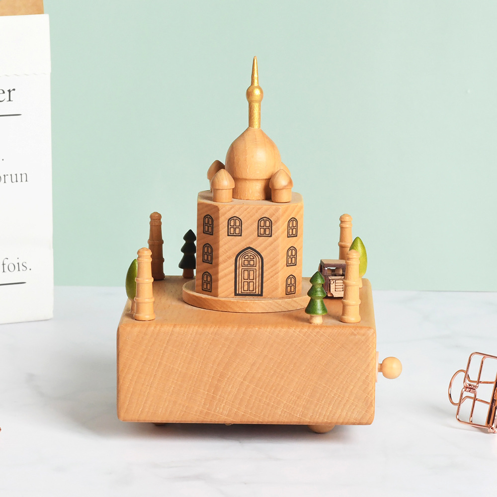 Amazon's in-stock Thai Taj Mahal music box gift, souvenir, music box, wooden handicraft with engraved LOGO Amazon's in-stock Thai Taj Mahal music box gift, souvenir, music box, wooden handicraft with engraved LOGO