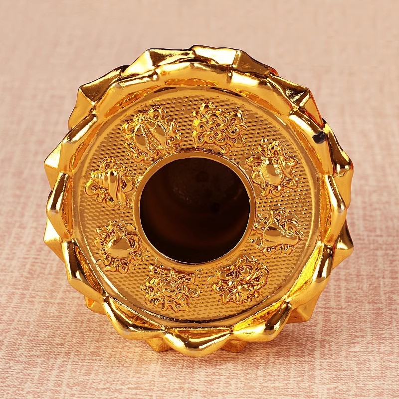 Resin eight auspicious lotus base hand rotating gold wheel base hand rotating gold cylinder base Buddha lotus wholesale details Picture