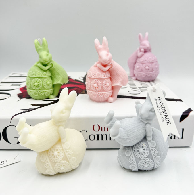 Cross-border Easter cute rabbit scented candle Silicone mold DIY resin resin gypsum candle decoration Specification image