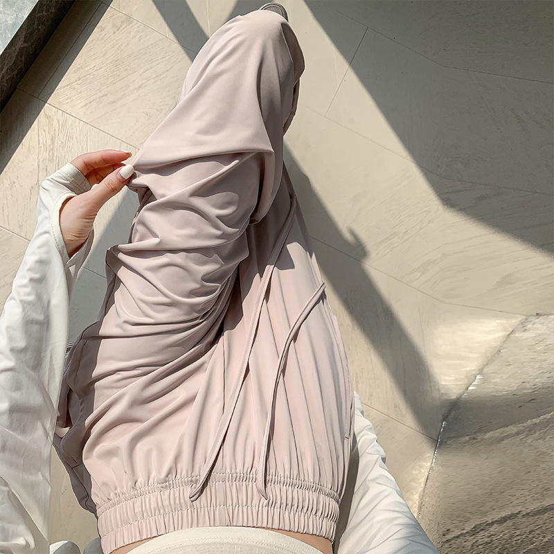 Pink Sunblock Pants Women's Summer Thin High Waist Hanging Loose Straight Leg Casual Wide Leg Pants Cool Cool Ice Silk Sports Pants