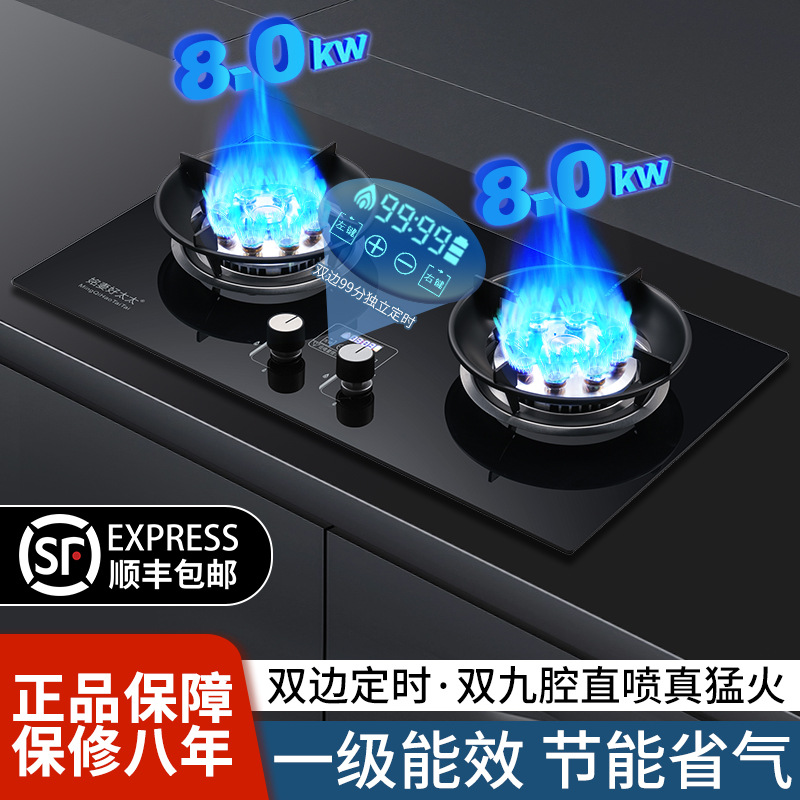 燃气灶家用天燃气灶双灶台嵌两用熄火保护定时猛火灶具煤气灶批发